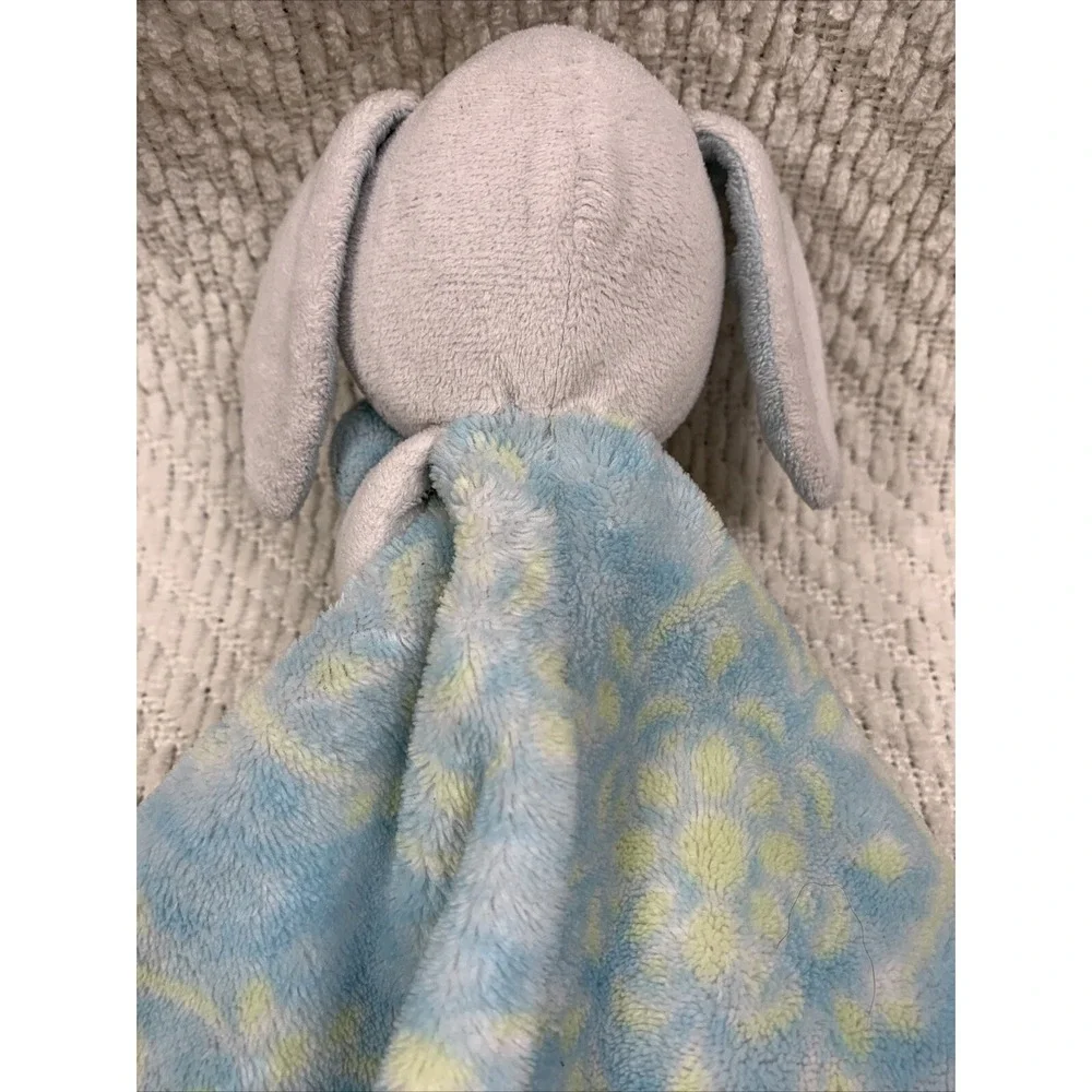 Blankets & Beyond HTF Lovey Security Bunny Blue Yellow Damask 12